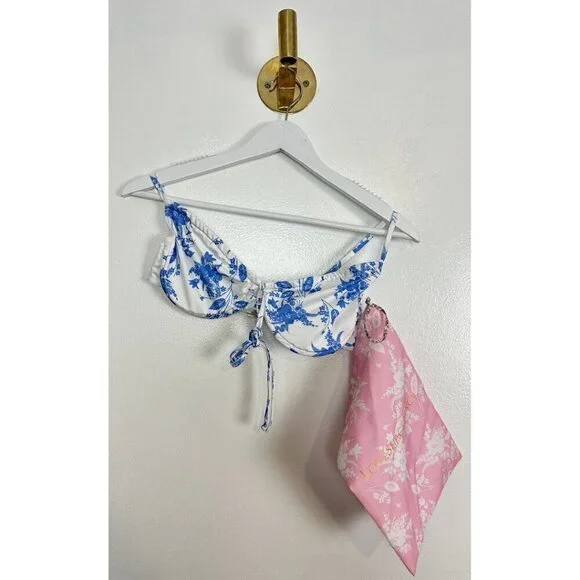 LOVESHACKFANCY Swim Massimo Bikini Set in Cobalt Pop Size Small